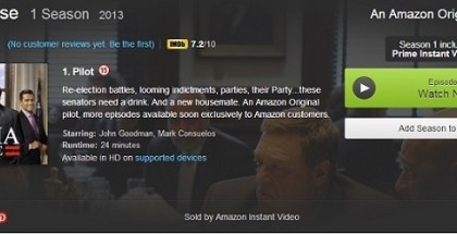 Alpha House Amazon Prime Instant Video TV review